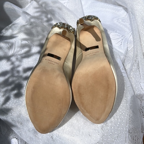 Badgley Mischka Kiara Embellished Peep-toe Pump Ivory 6.5 - Picture 9 of 12